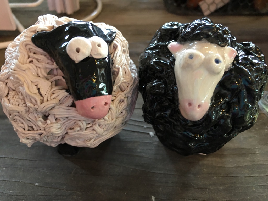 Baa, baa black sheep have you any wool? Ceramic sheep
